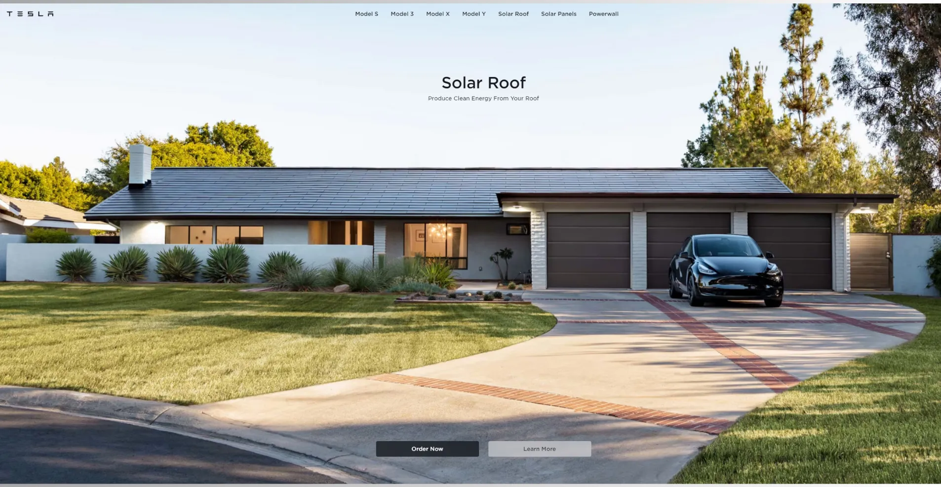 Screenshot of Landing Page Tesla